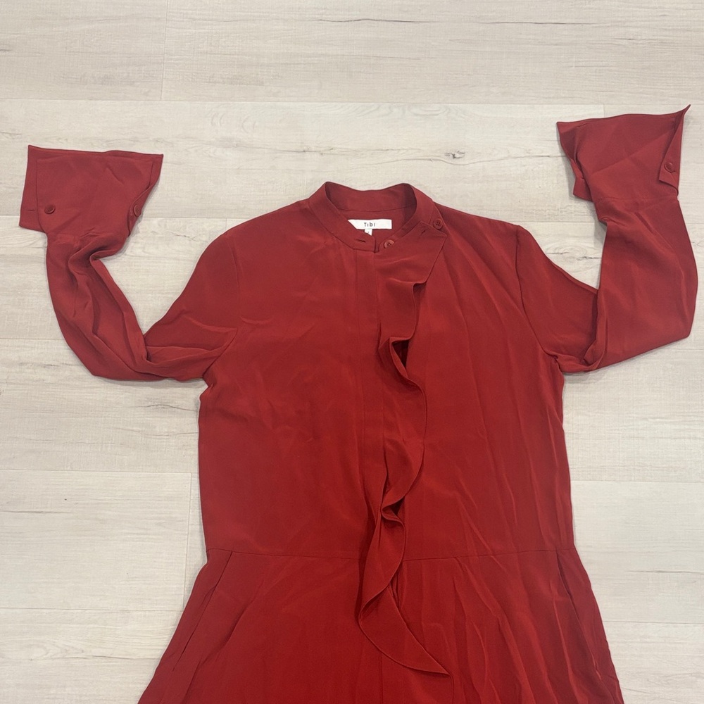 Tibi Elegant Red Ruffle Dress